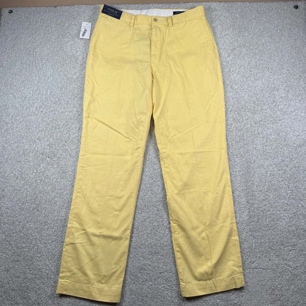 NEW Polo Ralph Lauren Chino Pants Mens 36x32 Yellow Classic Fit Cotton